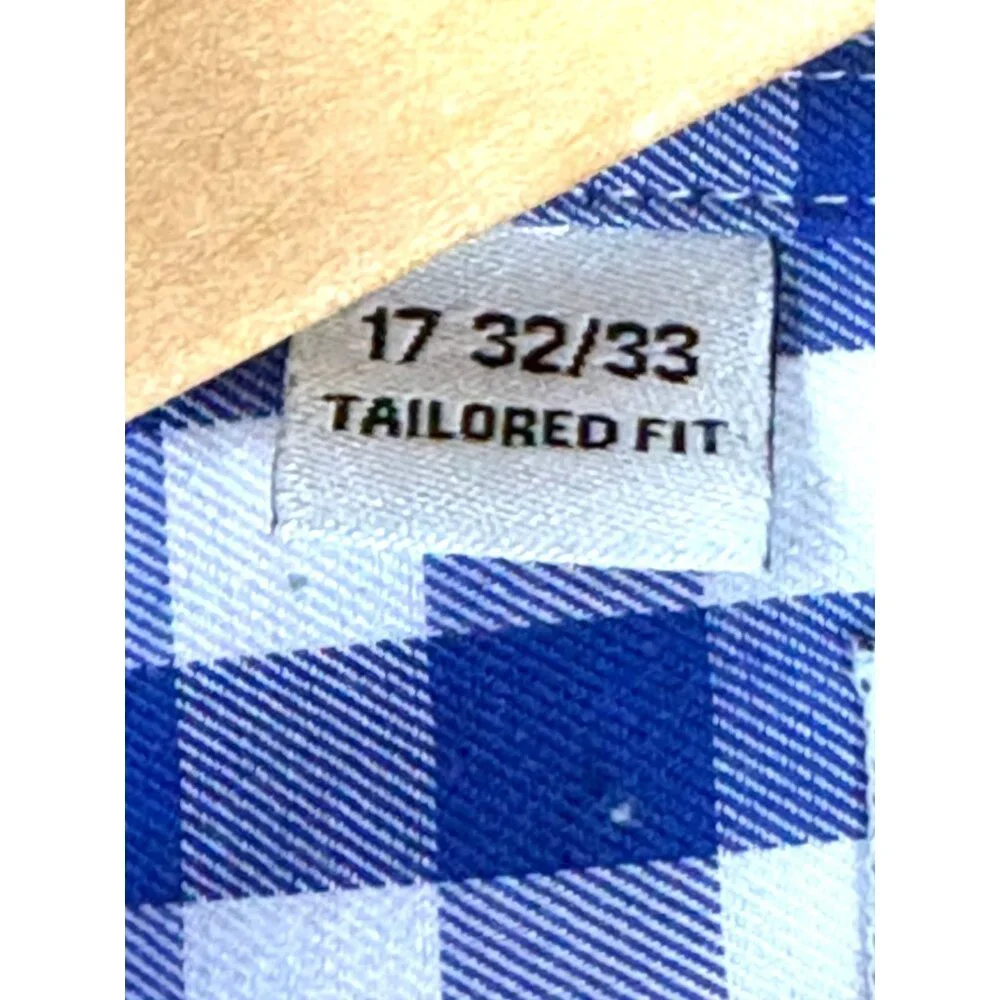 Twillory Men's Tailored Fit Blue & White Gingham Check Dress Shirt 17 32/33 - Picture 5 of 16